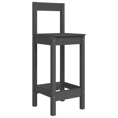 Baarituolit 2 kpl harmaa 40x41,5x112 cm täysi mänty