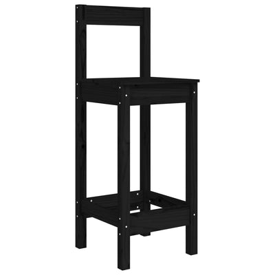Baarituolit 2 kpl musta 40x41,5x112 cm täysi mänty