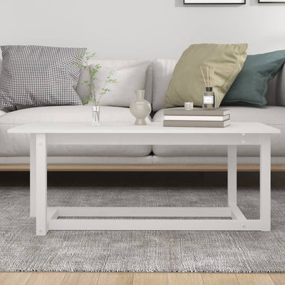 Sohvapöytä valkoinen 110x55x45 cm täysi mänty