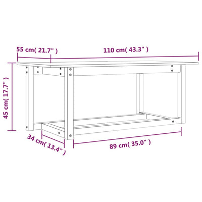 Sohvapöytä hunajanruskea 110x55x45 cm täysi mänty