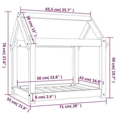 Koiransänky hunajanruskea 71x55x70 cm täysi mänty