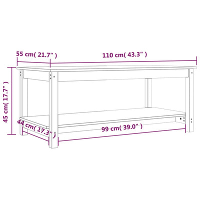 Sohvapöytä musta 110x55x45 cm täysi mänty