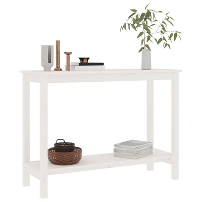Konsolipöytä valkoinen 110x40x80 cm täysi mänty