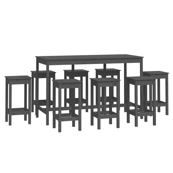9-osainen Baarisarja harmaa täysi mänty