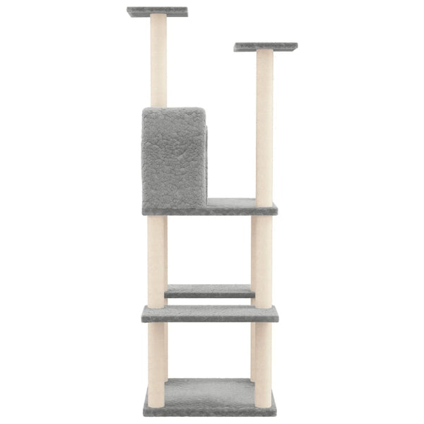 Harmaa kiipeilypuu kissoille Mirabell 144,5cm sisal-raapimispylväillä