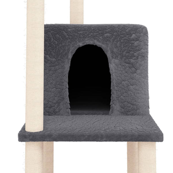 Mirabell 144,5cm harmaa kissan kiipeilypuu sisal-raapimispylväillä