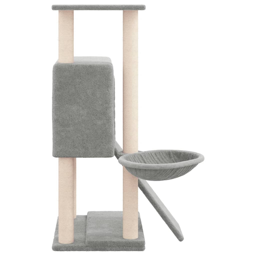 Vaaleanharmaa kissan kiipeilypuu sisal- raapimispylväillä Raffael 96cm