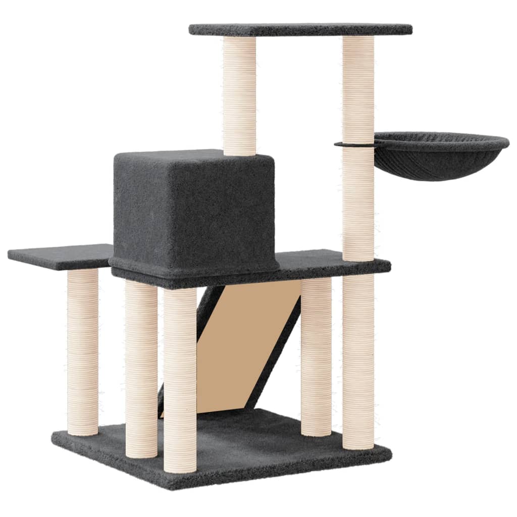 Tummanharmaa kissan kiipeilypuu sisal- raapimispylväillä Muncelean 82cm