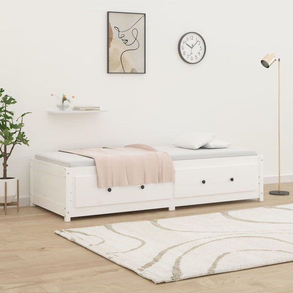 Valkoinen vuodesohva ilman patjaa 80x200 cm täysi mänty