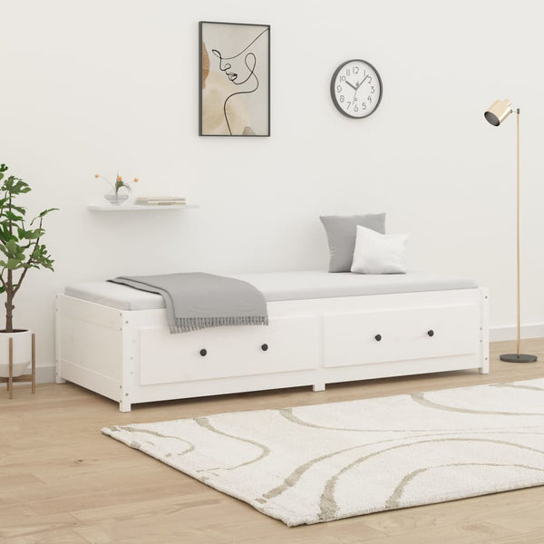 Valkoinen vuodesohva ilman patjaa 80x200 cm täysi mänty