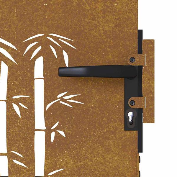 Puutarhaportti 85x125 cm Corten-teräs Bambukuvio