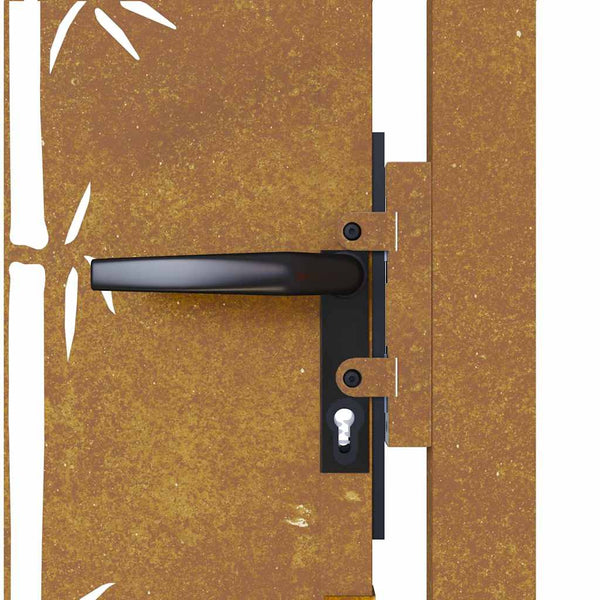 Puutarhaportti 100x100 cm Corten-teräs Bambukuvio