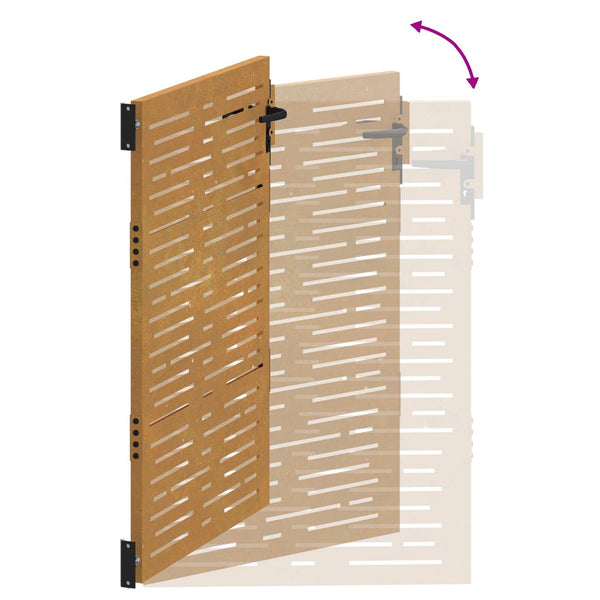 Puutarhaportti 85x150 cm Corten-teräs neliönmuotoinen