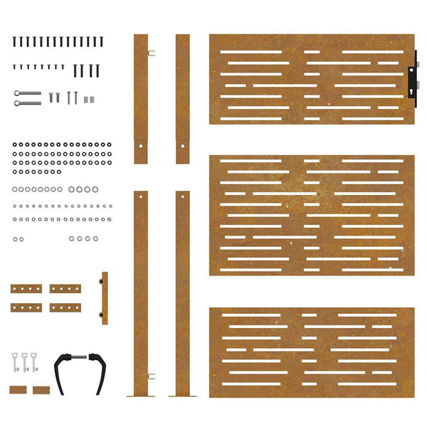 Puutarhaportti 100x150 cm Corten-teräs neliönmuotoinen