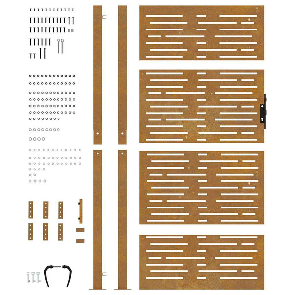 Puutarhaportti 100x175 cm Corten-teräs neliönmuotoinen