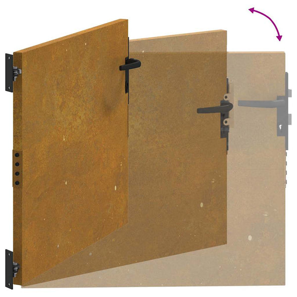 Puutarhaportti 85x100 cm Corten-teräs neliönmuotoinen