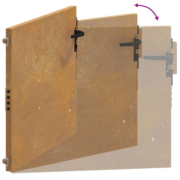 Puutarhaportti 100x75 cm Corten-teräs
