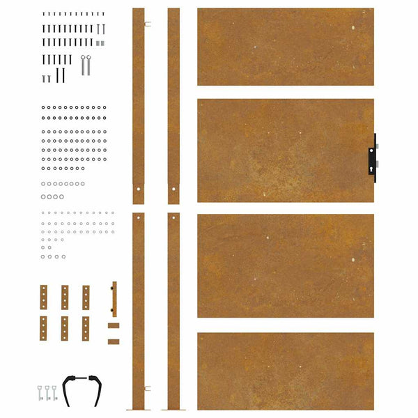 Puutarhaportti 100x175 cm Corten-teräs