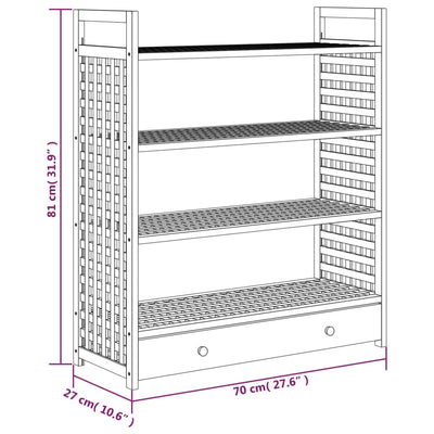 Kenkätelineet laatikolla 70x27x81 cm täysi pähkinäpuu