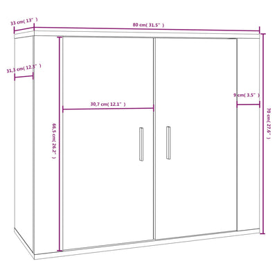 Senkki ruskea tammi 80x33x70 cm tekninen puu