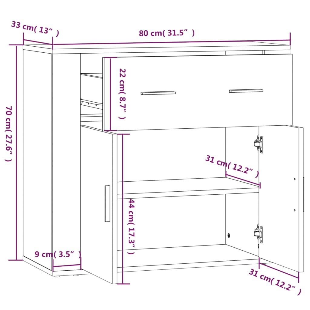 Betoninharmaa senkki Stefanesc 80x33x70cm (puinen)