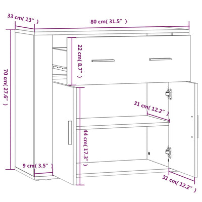 Senkki betoninharmaa 80x33x70 cm tekninen puu
