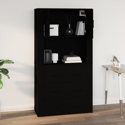 Seinäkaappi musta 80x33x80 cm tekninen puu