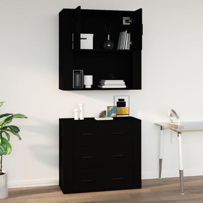 Seinäkaappi musta 80x33x80 cm tekninen puu