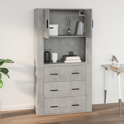 Seinäkaappi betoninharmaa 80x33x80 cm tekninen puu