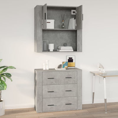 Seinäkaappi betoninharmaa 80x33x80 cm tekninen puu