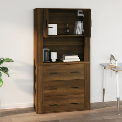 Seinäkaappi ruskea tammi 80x33x80 cm tekninen puu