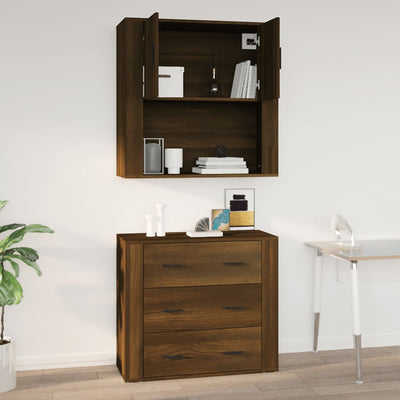 Seinäkaappi ruskea tammi 80x33x80 cm tekninen puu