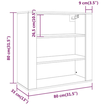 Seinäkaappi betoninharmaa 80x33x80 cm tekninen puu