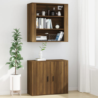 Seinäkaappi ruskea tammi 80x33x80 cm tekninen puu