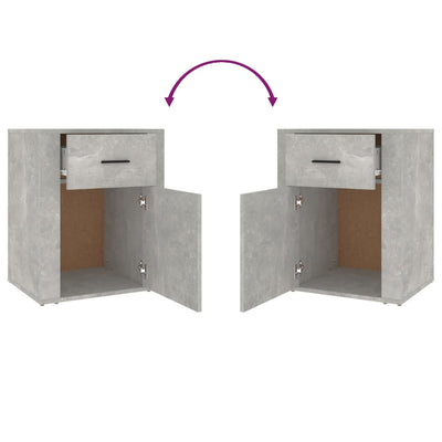 Betoninharmaa yöpöytä Sonoria 50x36x60cm (puinen)