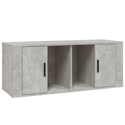 TV-taso betoninharmaa 100x35x40 cm tekninen puu