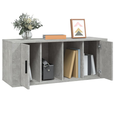 TV-taso betoninharmaa 100x35x40 cm tekninen puu