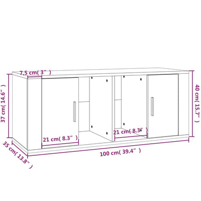 TV-taso ruskea tammi 100x35x40 cm tekninen puu