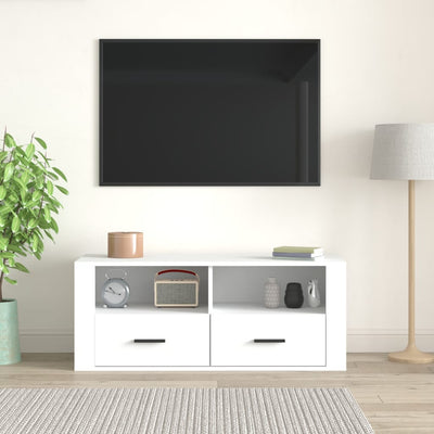 TV-taso valkoinen 100x35x40 cm tekninen puu