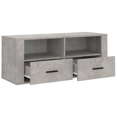 TV-taso betoninharmaa 100x35x40 cm tekninen puu