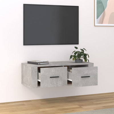 Seinä TV-taso betoninharmaa 80x36x25 cm tekninen puu