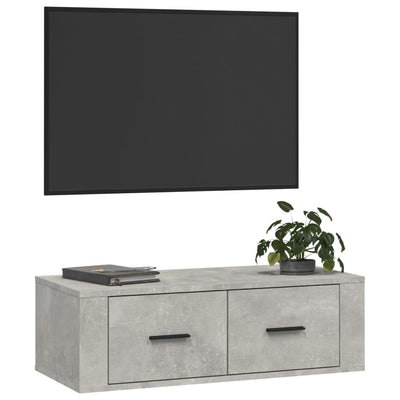 Seinä TV-taso betoninharmaa 80x36x25 cm tekninen puu