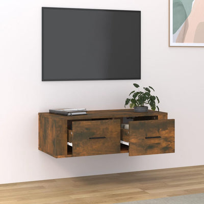 Seinäkiinnitettävä TV-taso savutammi 80x36x25 cm tekninen puu