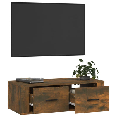 Seinäkiinnitettävä TV-taso savutammi 80x36x25 cm tekninen puu