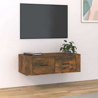 Seinäkiinnitettävä TV-taso savutammi 80x36x25 cm tekninen puu