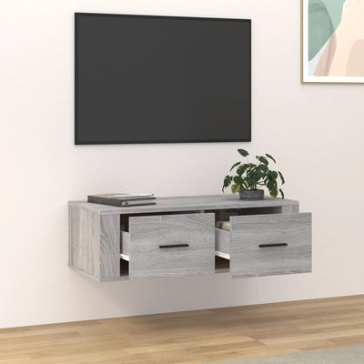 Seinä TV-taso harmaa Sonoma 80x36x25 cm tekninen puu