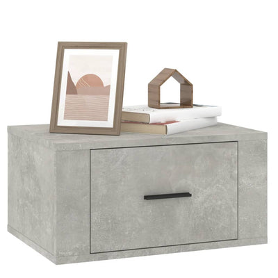 Seinäkiinnitettävät yöpöydät 2 kpl betoninharmaa 50x36x25 cm