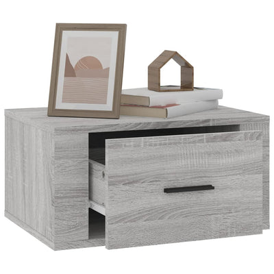 Seinäkiinnitettävät yöpöydät 2 kpl harmaa Sonoma 50x36x25 cm