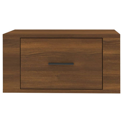 Seinäkiinnitettävät yöpöydät 2 kpl ruskea tammi 50x36x25 cm