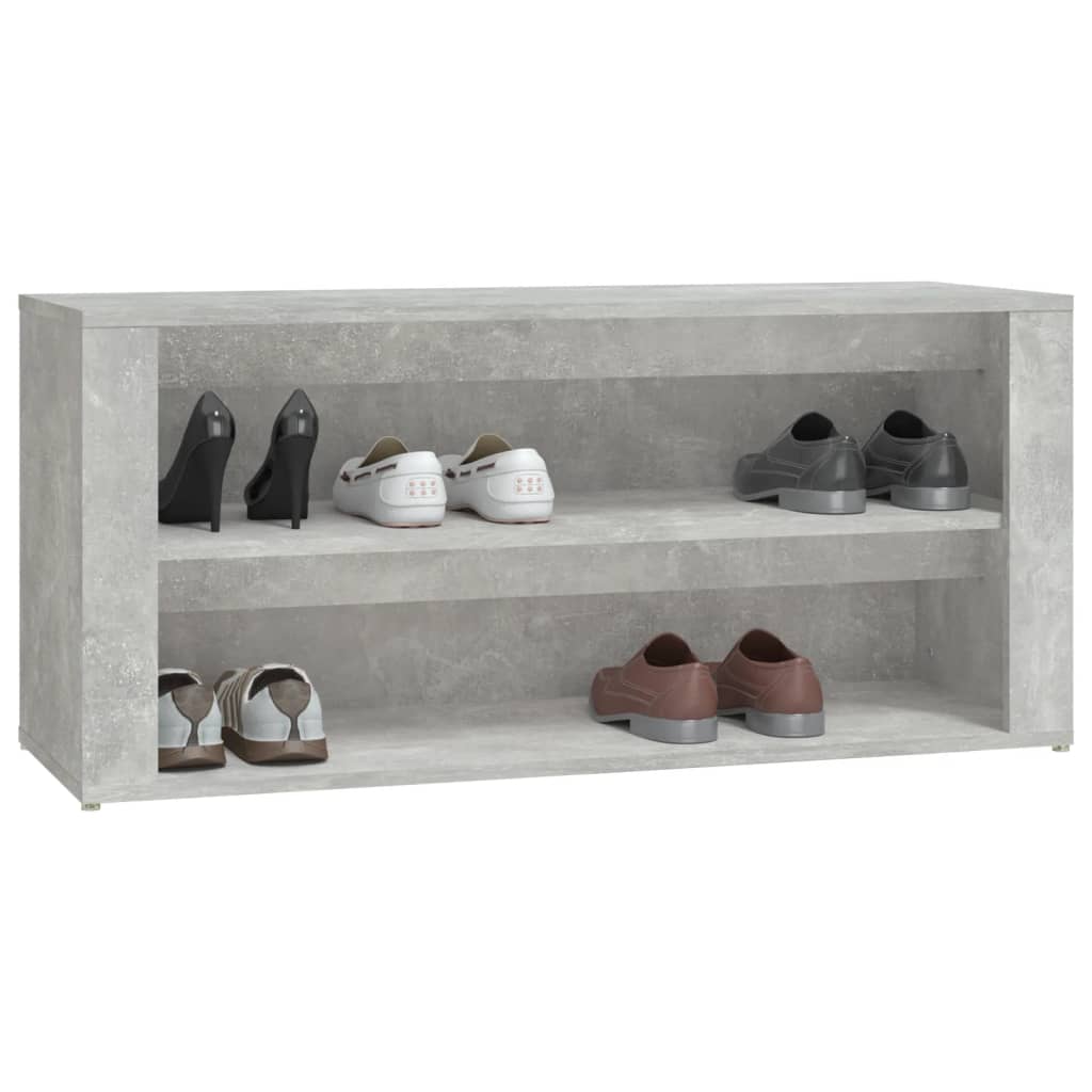 Betoninharmaa kenkäteline Hore 100x35x45cm (puinen)